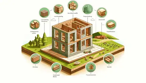 Illustration of earth blocks used in sustainable construction, highlighting their characteristics and applications.