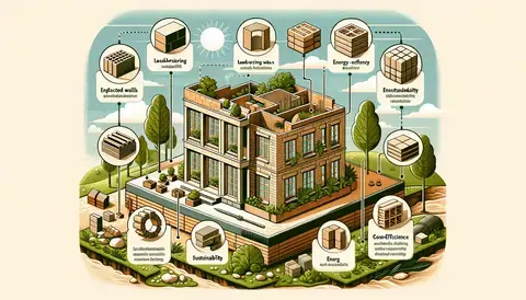 Illustration of earth blocks used in sustainable construction, highlighting their benefits and applications.