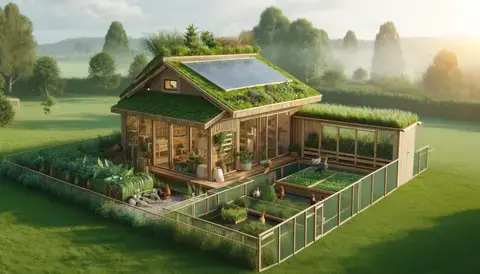 Sustainable chicken coop with natural materials.
