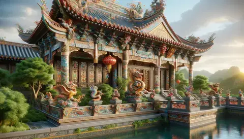 Showcasing traditional Chinese architectural decorative features. 