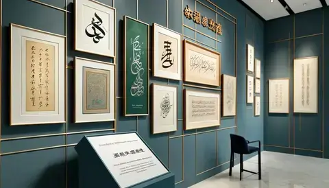 Gallery displaying works of Wang Xizhi, Ibn Muqla, and Edward Johnston.