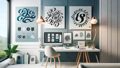 Examples of calligraphy-inspired typography, elegant signage, and unique branding logos.