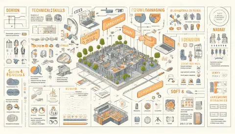 Infographic highlighting key skills gained in an architecture degree.