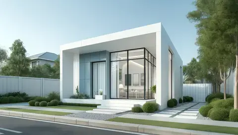 Modern single-floor house with a minimalist design.