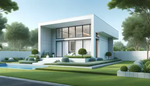 Modern single-floor house with a minimalist design.