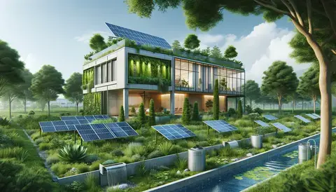 Modern sustainable buildings and degrees.