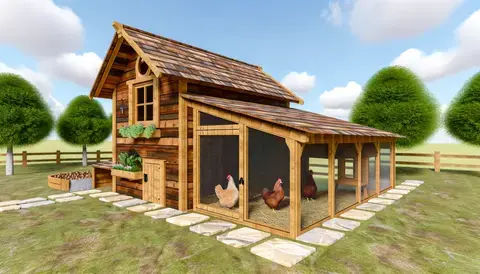 Rustic Retreat Chicken Coop: Charming and cozy coop for happy hens.