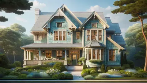 Shingle style home with exterior paint colors.