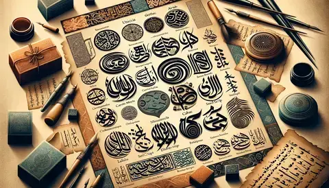 Various calligraphic styles from different cultures and historical periods.