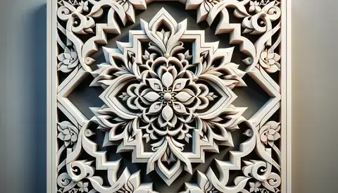 Arabesque design emphasizing symmetry and repetition.