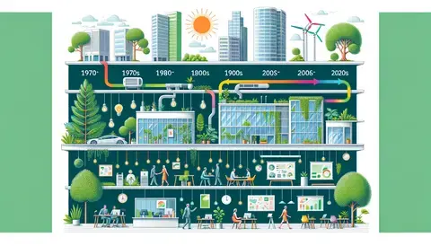 Timeline of sustainable office design evolution.