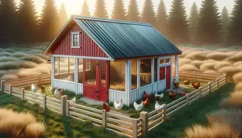 Traditional Barnyard Style Chicken Coop: Classic design for cozy and happy hens.