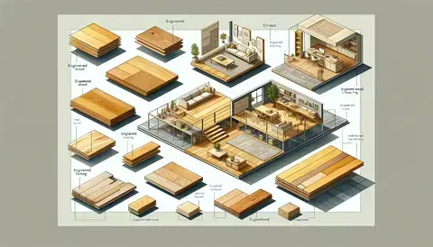 Illustrations of engineered hardwood, wood flooring, timber flooring, and manufactured hardwood.