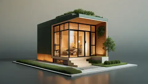 Modern urban casita with integrated green space.
