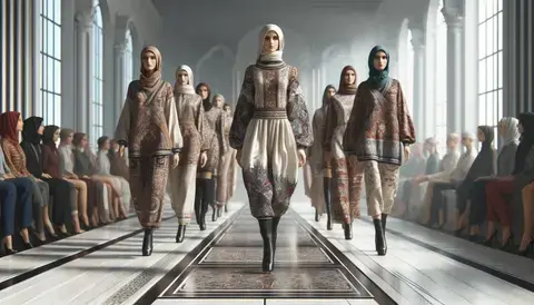 Western fashion runway with Arabesque motif clothing.