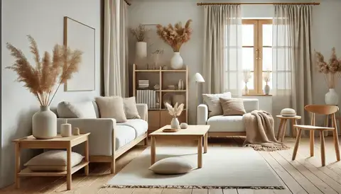 A Scandinavian-style minimalist living room.