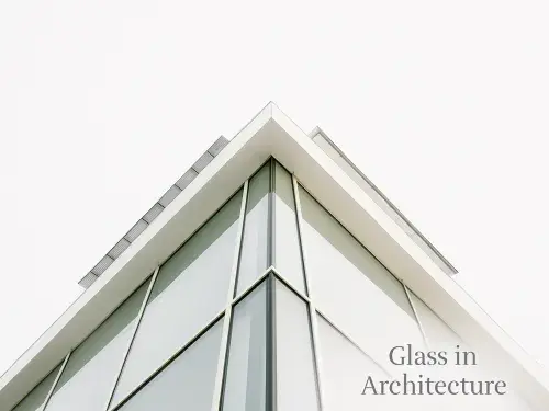 A glass façade design in modern architecture.